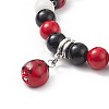 Natural & Synthetic Mixed Stone Round Beaded Stretch Bracelet BJEW-TA00185-2