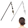 2Pcs 2 Colors Alloy & Glass Hair Sticks OHAR-CA00001-1