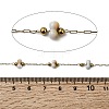 Handmade 304 Stainless Steel Porcelain Beaded Round Link Chains CHS-L032-16G-03-2