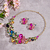 ANATTASOUL Colorful Rhinestone Flower of Life Pendant Necklace & Dangle Stud Earrings SJEW-AN0001-12-7