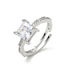 Brass & Clear Cubic Zirconia Finger Rings CU-CBA7E55-09P-4