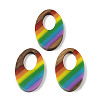 Pride Rainbow Theme Resin & Walnut Wood Pendants WOOD-K012-01-1