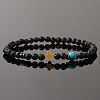 Natural Lava Rock Round Beaded Stretch Bracelets for Women Men ND3702-1