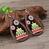 Easter Iron Wood Dangle Earrings WGB6572-01-4