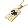304 Stainless Steel Black Enamel Rectangle with Constellation Pendant Necklaces NJEW-I128-01B-1