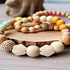50Pcs Faceted Unfinished Wood Beads WOOD-LP0001-21-3