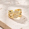 Rack Plating Brass Micro Pave Clear Cubic Zirconia Open Cuff Finger Rings for Women RJEW-M028-102G-3