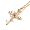 304 Stainless Steel Cross with Flower Pendant Necklaces for Women NJEW-A020-03J-G-1