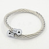 Trendy Men 304 Stainless Steel Torque Bangles BJEW-L087-01-1