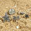 8Pcs 8 Styles Alloy Starfish/Shell Shape/Coconut Tree Finger Rings PW-WG7F8AF-01-3