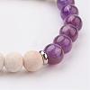 Natural Fossil and Amethyst Stretch Bracelets BJEW-JB02997-03-2