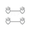 304 Stainless Steel Micro Pave Clear Cubic Zirconia Nipple Rings WGA4B87-03-1