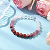 Natural Rose Quartz & Mixed Gemstone Round Beaded Stretch Bracelets for Women BJEW-JB11056-02-2