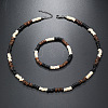 Bohemian Style Coconut Shell with Synthetic Turquoise Rondelle Beaded Necklaces & Bracelets Sets FS-WG8D889-01-1