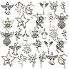 32Pcs 32 Styles Fairy Angel Tibetan Style Zinc Alloy Pendants PW-WG01E57-01-1