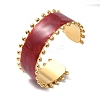 304 Stainless Steel Enamel Cuff Bangles for Women BJEW-F518-03C-G-2