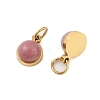Natural Rhodonite Half Round Charms with Jump Ring STAS-A097-05G-03-2