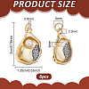 6Pcs Brass & ABS Imitation Pearl Pendants KK-PH0014-93-2
