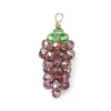 5Pcs 5 Colors Handmade Copper Wired Glass Beaded Grape Pendants PALLOY-CJ00102-3