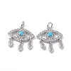 Brass Clear & Cyan Cubic Zirconia Pendants KK-E068-VA196-1-2