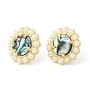 Natural Shell Flower Stud Earrings with Plastic Pearl Beaded EJEW-E599-04G-03-3