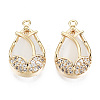 Brass Micro Pave Clear Cubic Zirconia Pendants KK-T056-70G-NF-1