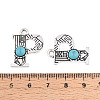 Synthetic Turquoise & Alloy Pendants PALLOY-H146-01AS-P-3