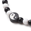 Polymer Clay Yin Yang & Acrylic Round Beaded Necklace and Stretch Bracelet SJEW-JS01243-5
