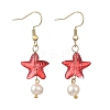 Glass & Natural Freshwater Pearl & 304 Stainless Steel Dangle Earrings EJEW-JE07365-4