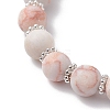 Frosted Natural & Synthetic Mixed Gemstone Round Beaded Stretch Bracelets for Women Men BJEW-JB12471-03-4