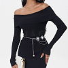 2Pcs 2 Styles Moon Sun Alloy Link Waist Body Chains AJEW-UN0002-20P-3