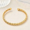 Braided Brass Cuff Bangles for Women BJEW-C157-01G-2