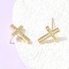 Cross Brass Micro Pave Clear Cubic Zirconia Stud Earrings EJEW-C186-18G-01-2