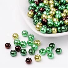 Choc-Mint Mix Pearlized Glass Pearl Beads HY-X006-6mm-04