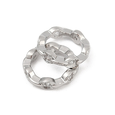 Brass Clear Cubic Zirconia Bead Frame KK-D375-33P-1