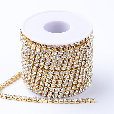 Brass Rhinestone Strass Chains CHC-T001-SS8-01C-1