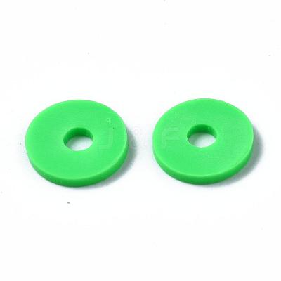 Flat Round Handmade Polymer Clay Beads CLAY-R067-10mm-08-1