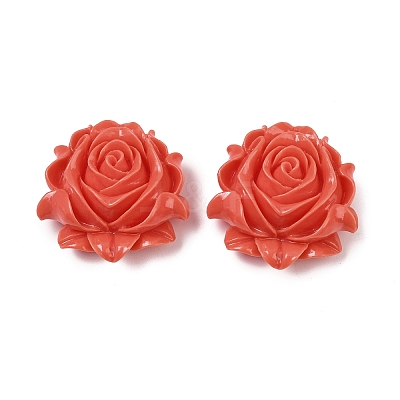 Synthetic Coral Dyed Carved Links SHEL-Z003-01B-1