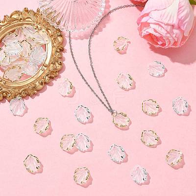 200Pcs 2 Colors Frosted Plastic Petal Pendants KY-FS0001-49-1