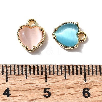 Heart Brass Charms KK-D024-02G-1