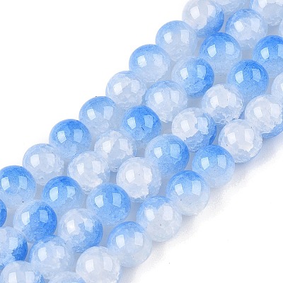 Crackle Baking Paint Imitation Jade Glass Beads Strands DGLA-T003-8mm-05-1