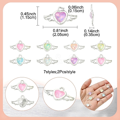 14Pcs 7 Colors Rack Plating Alloy Rhinestones Pendants FIND-FS0003-19-1