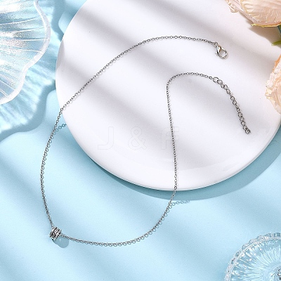 Alloy Disc with Heart Pendant 304 Stainless Steel Cable Chain Necklaces for Women NJEW-JN05639-1