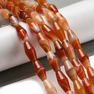 Natural Red Striped Agate/Banded Agate Beads Strands G-A223-A05-01-1