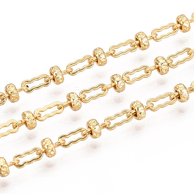 Brass Flat Round with Rectangle Link Chains CHC-T018-53G-1