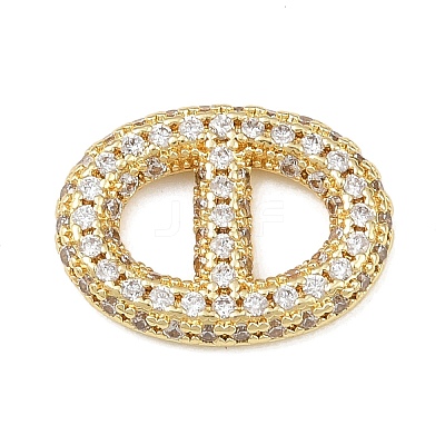 Brass Micro Pave Clear Cubic Zirconia Links Connector Charms KK-K413-04A-G-1