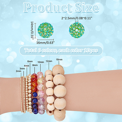 AHADERMAKERS 60pcs 6 colors Resin Rhinestone Beads RESI-GA0001-26-1
