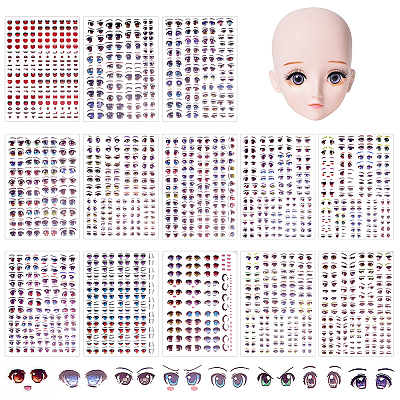 13Pcs 13 Styles Water Transfer Eyes Stickers AJEW-WR0002-89-1