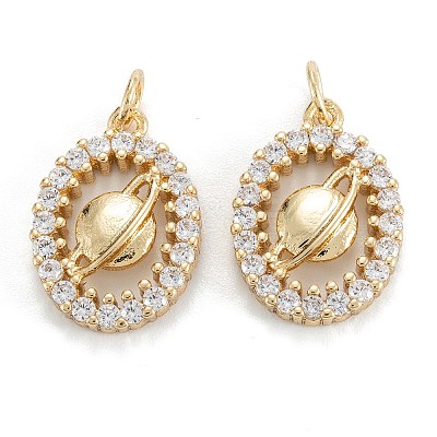 Brass Micro Pave Clear Cubic Zirconia Pendants X-ZIRC-M115-16G-1
