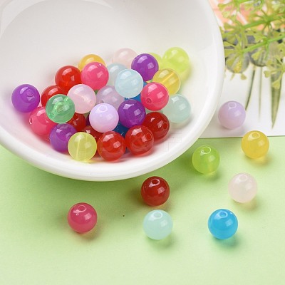 Imitation Jade Acrylic Beads SACR-S188-10mm-M-1